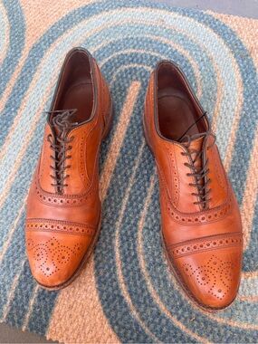 Allen Edmonds Men's Shoes Strand Brown Leather Brogue Oxford Dress size 9.5